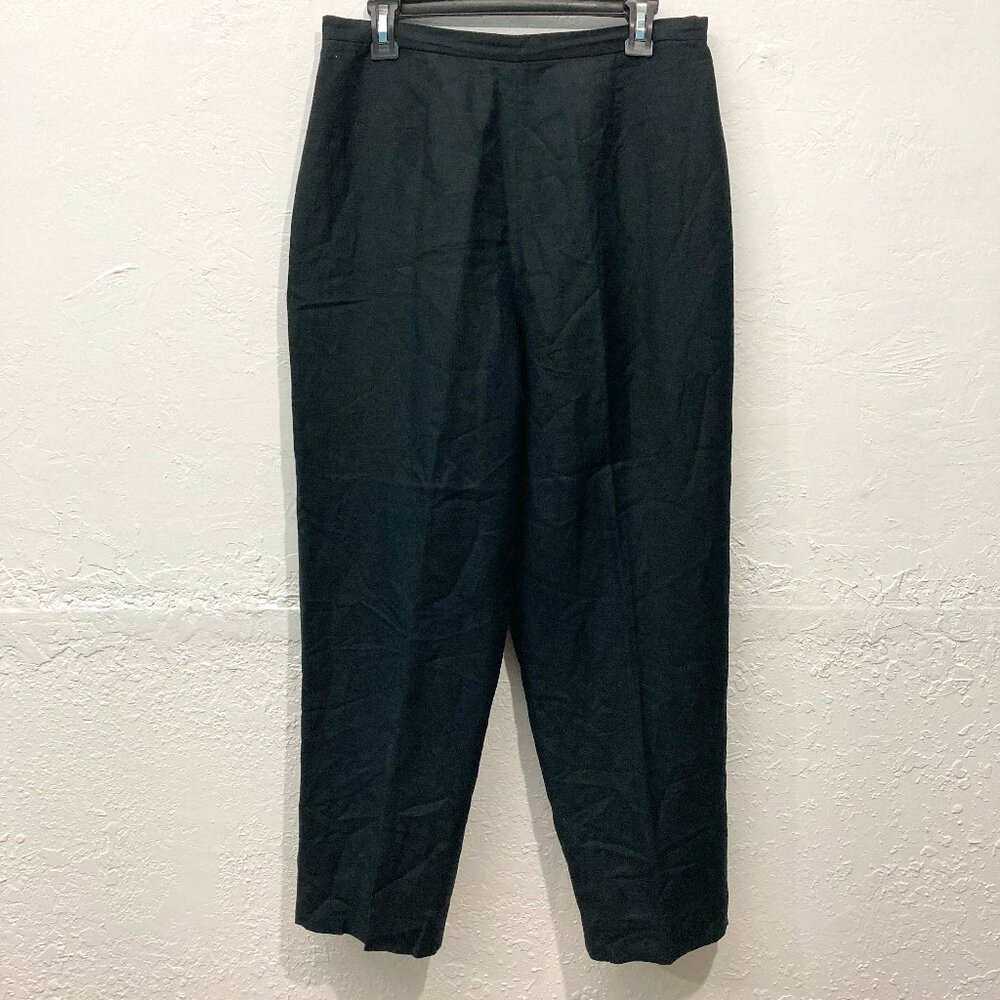 Adrianna Papell Womens Pants Black Linen Blend Back Zip Minimalist Lined 14